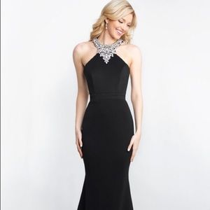 Embellished Neckline Mermaid Gown